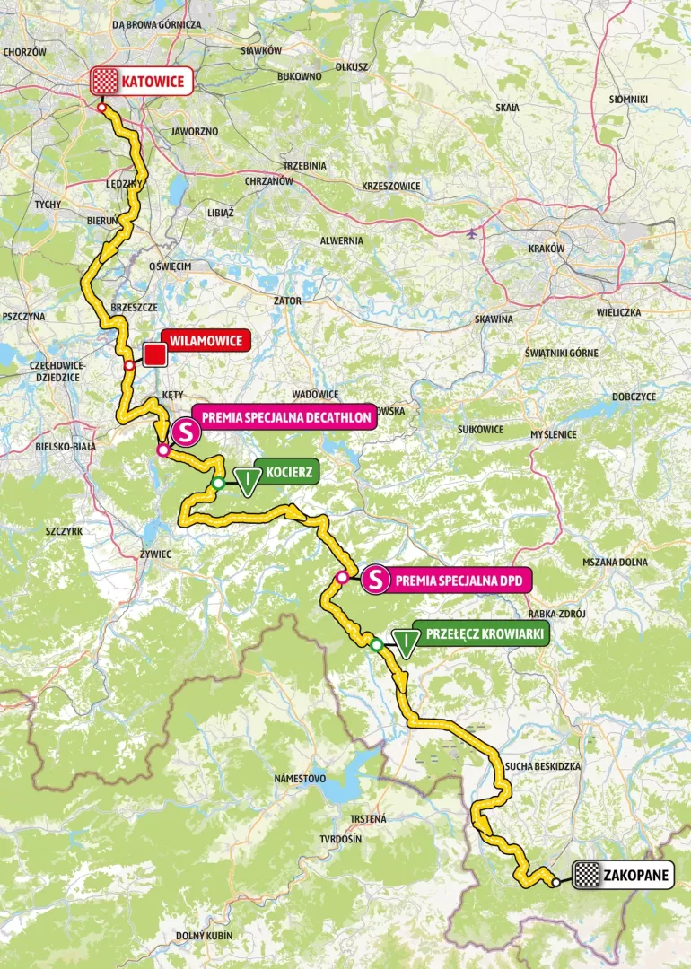 Mapa 5. etapu Tour de Pologne