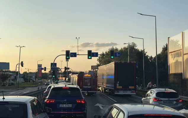 [FOTO] Groźnie wyglądające zdarzenie na DK-1. Pieszy wtargnął przed samochód ciężarowy