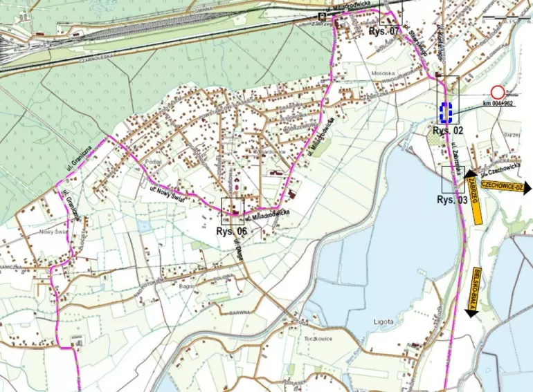 Mapka z objazdami